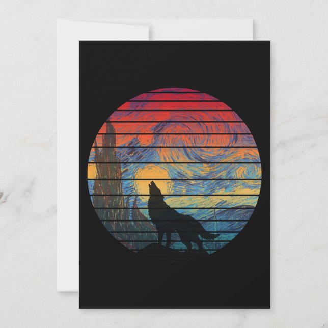 WOLF HOWLING ABSTRACT STYLE INVITATION (Front)