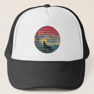 WOLF HOWLING ABSTRACT STYLE TRUCKER HAT