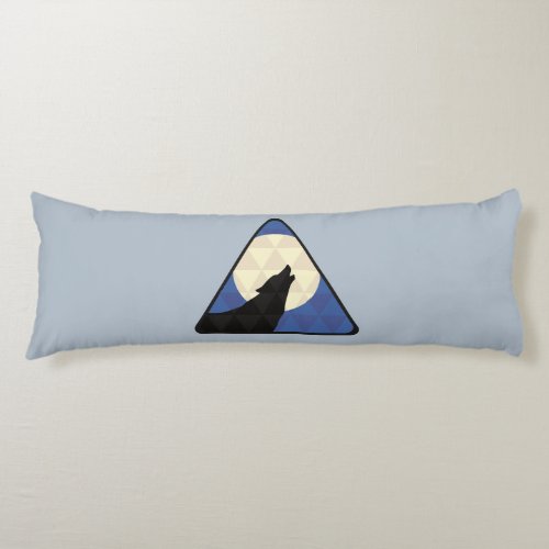 Wolf Howling At Big Moon With Triangle Design Body Pillow
