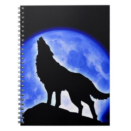 Wolf Howling at Blue Moon Notebook