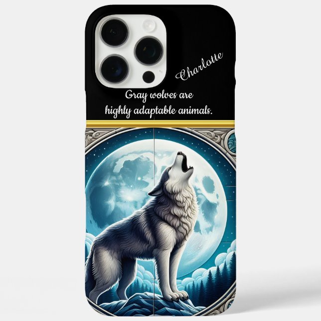 Wolf Howling at Full Moon at Night Case-Mate iPhone Case (Back)