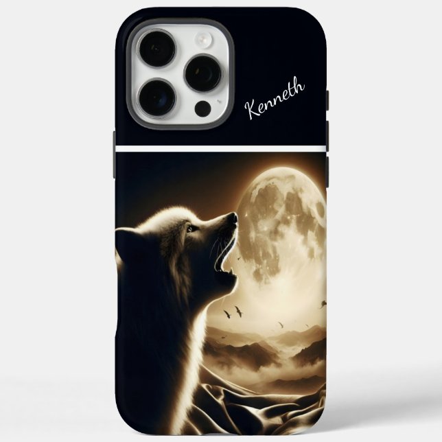 Wolf Howling at Full Moon Case-Mate iPhone Case (Back)