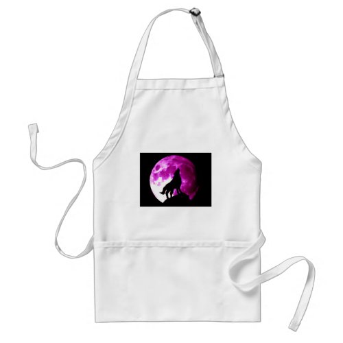 Wolf Howling at Moon Adult Apron