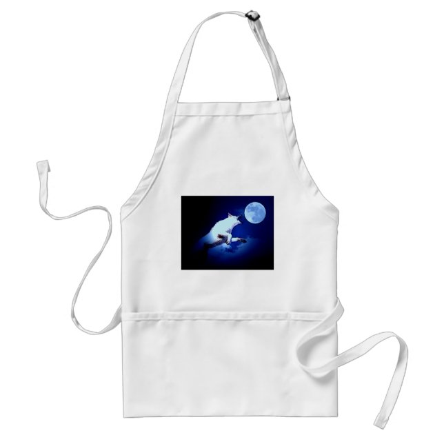 Wolf Howling at Moon Adult Apron (Front)