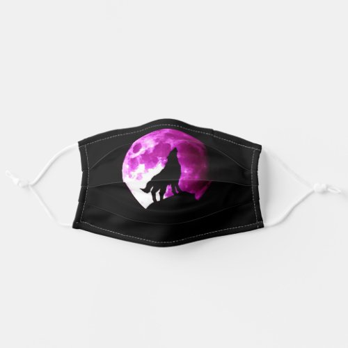 Wolf Howling at Moon Adult Cloth Face Mask