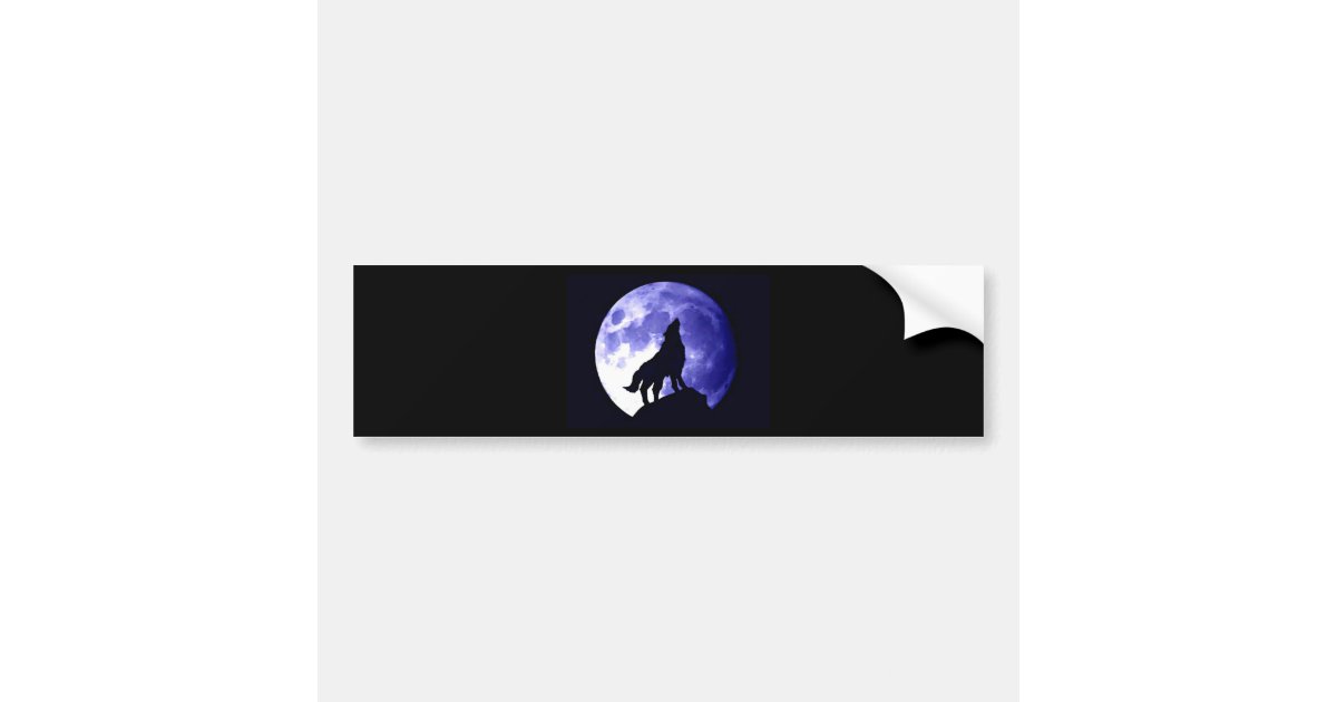 Wolf Howling at Moon Bumper Sticker Zazzle