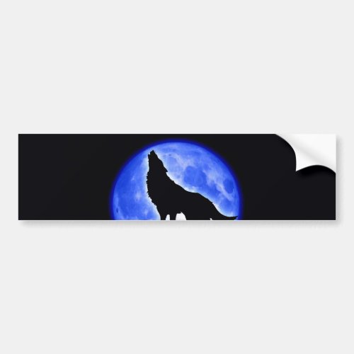 Wolf Howling at Moon Bumper Sticker