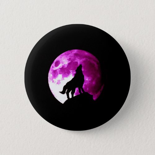 Wolf Howling at Moon Button
