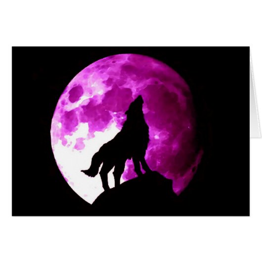 Wolf Howling at Moon Cards (Front Horizontal)