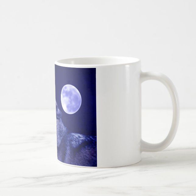 Wolf Howling at Moon Coffee Mug (Right)