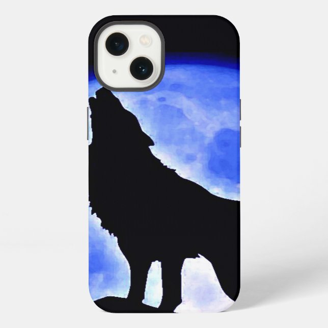 Wolf Howling at Moon Iphone Case (Back)