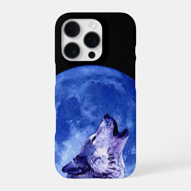 Wolf Howling at Moon Iphone Case (Back)