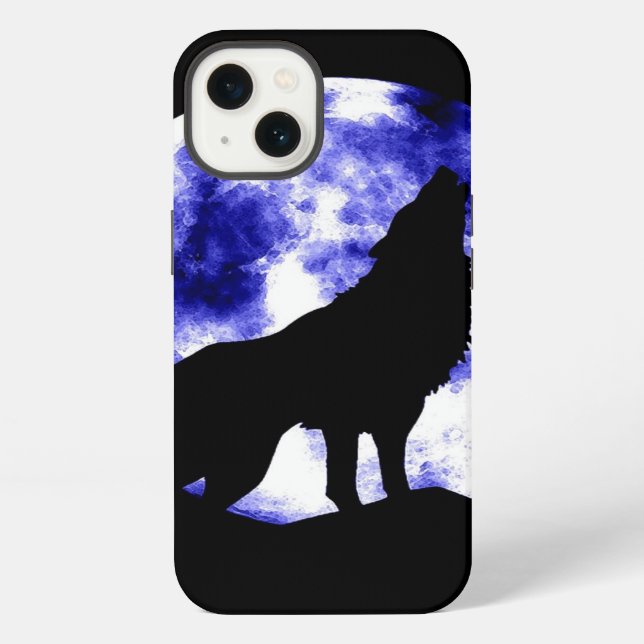 Wolf Howling at Moon Iphone Case (Back)
