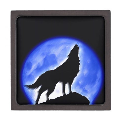 Wolf Howling at Moon Jewelry Box