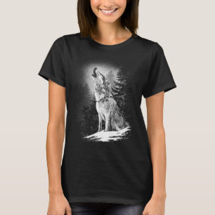 Wolf Howling At Moon Lone Alpha Native American T-Shirt