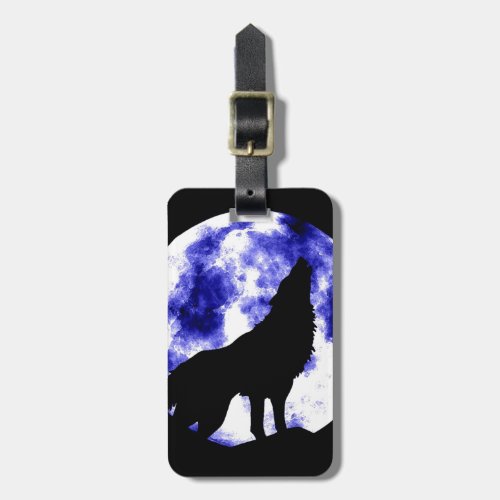 Wolf Howling at Moon Luggage Tags