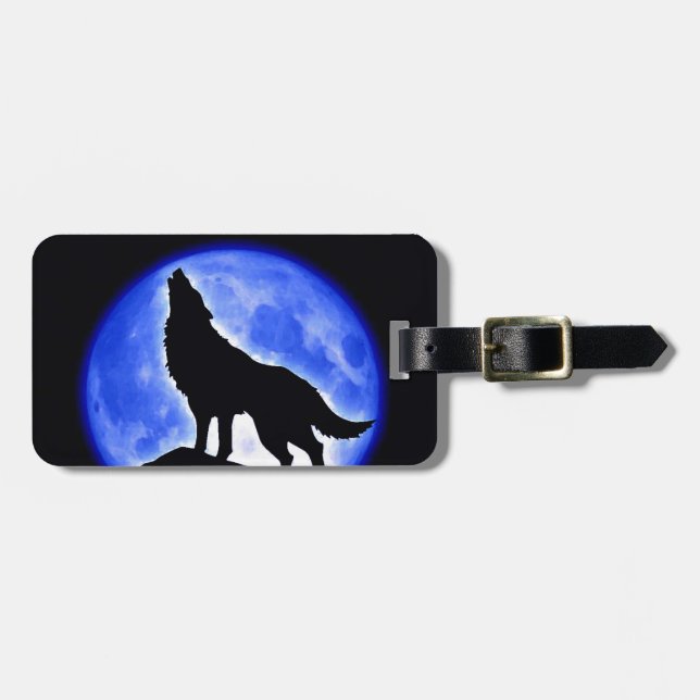 Wolf Howling at Moon Luggage Tags (Front Horizontal)