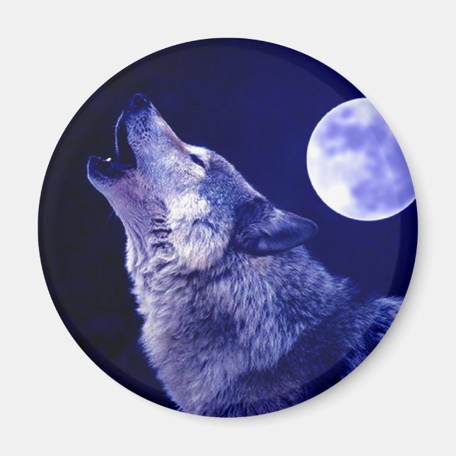 Wolf Howling at Moon Magnet (Front)