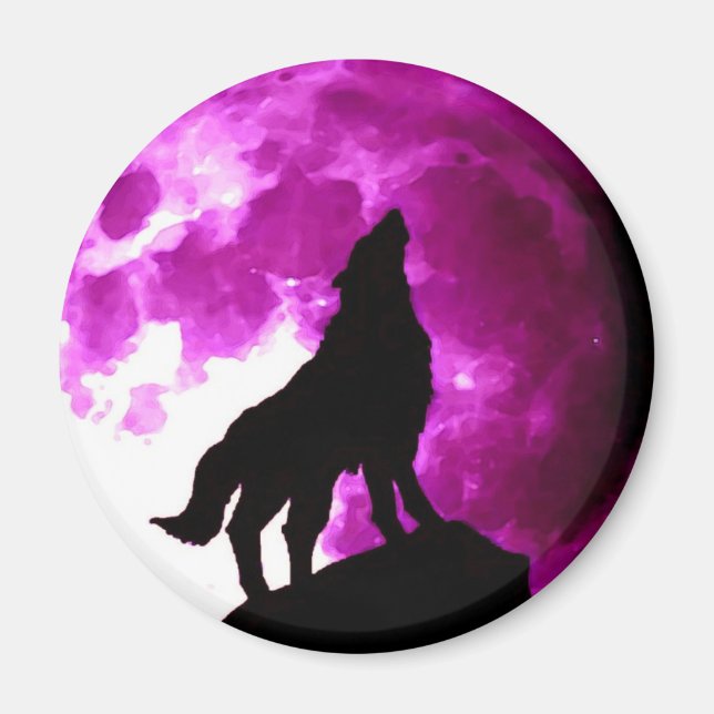 Wolf Howling at Moon Magnet (Front)