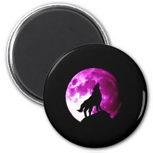 Wolf Howling at Moon Magnet