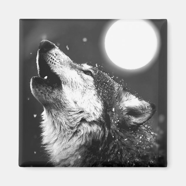 Wolf Howling at Moon Magnet (Front)