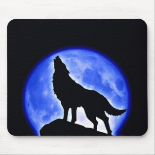 Wolf Howling at Moon Mouse Pad