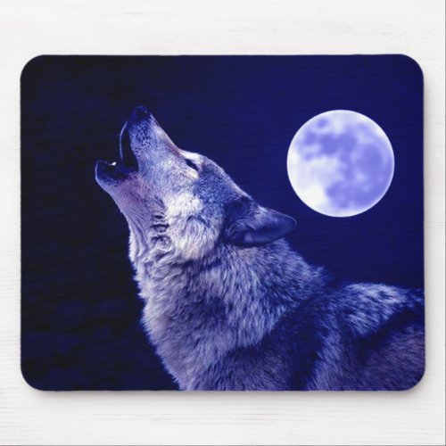 Wolf Howling at Moon Mouse Pad