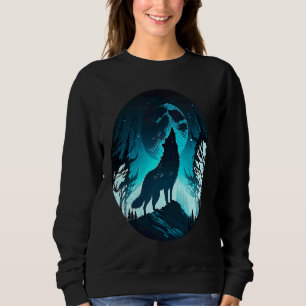 Wolf Howling at Moon on a Cold Night Amazing Natur Sweatshirt