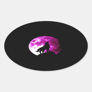 Wolf Howling at Moon Oval Sticker