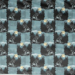 Wolf Howling At Moon Pattern Design  Fabric