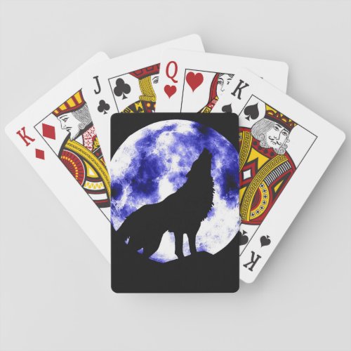 Wolf Howling at Moon Playing Cards