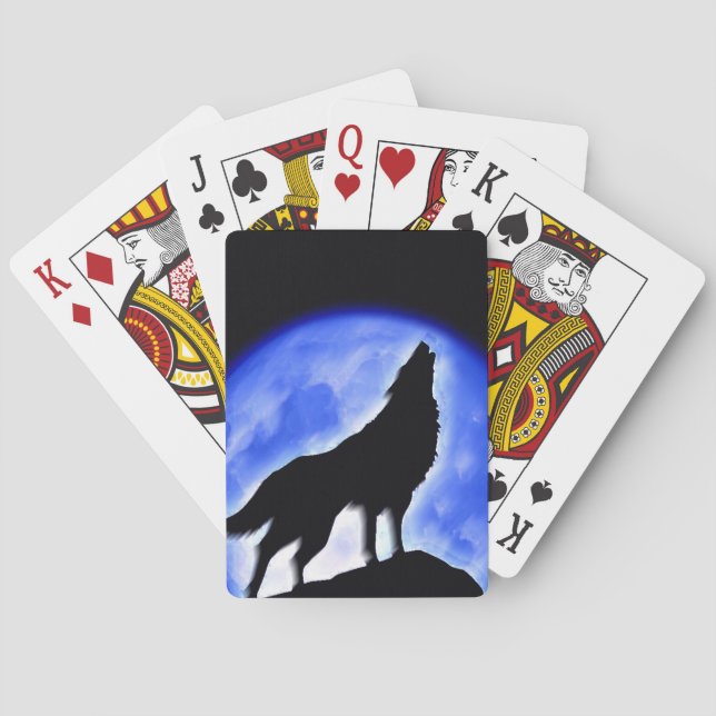 Wolf Howling at Moon Poker Cards (Back)