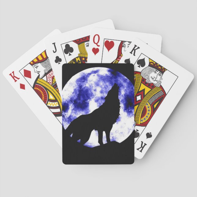 Wolf Howling at Moon Poker Cards (Back)