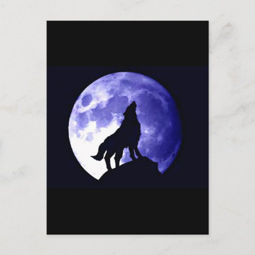 Wolf Howling at Moon Postcard