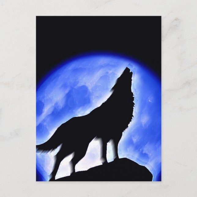 Wolf Howling at Moon Postcard (Front)