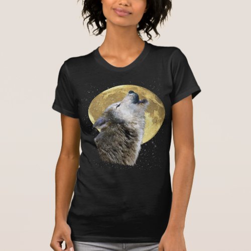Wolf Howling at Moon Snow Winter Wildlife Shirt