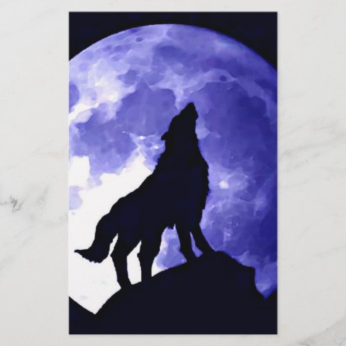 Wolf Howling at Moon Stationery