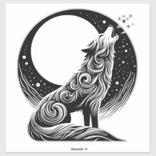 Wolf Howling at Moon Sticker