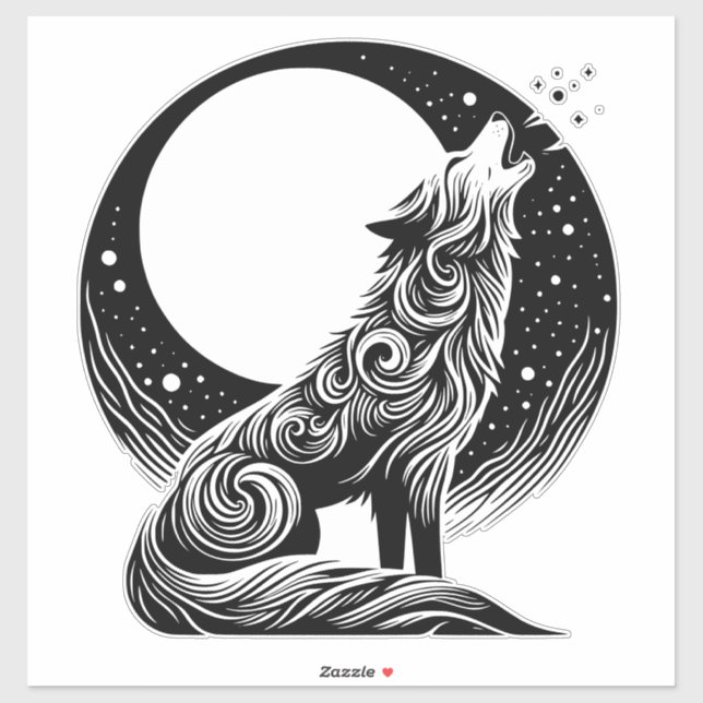 Wolf Howling at Moon Sticker (Sheet)