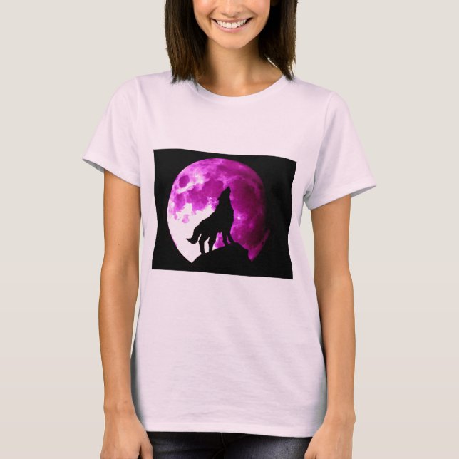 Wolf Howling at Moon T-Shirt (Front)