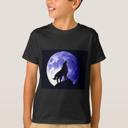 Wolf Howling at Moon T_Shirt