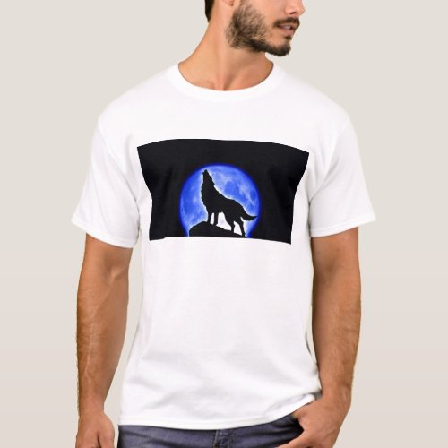 Wolf Howling at Moon T_Shirt