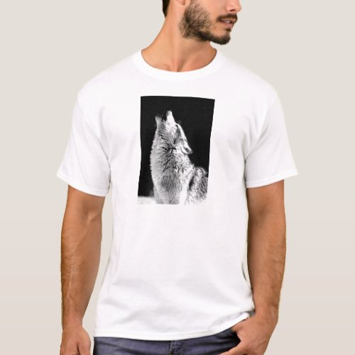 Wolf Howling at Moon T_Shirt