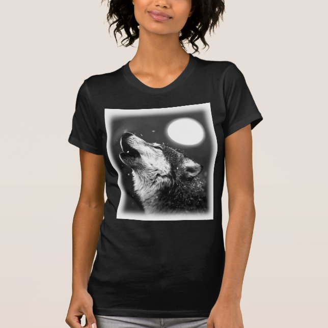 Wolf Howling at Moon T-Shirt (Front)