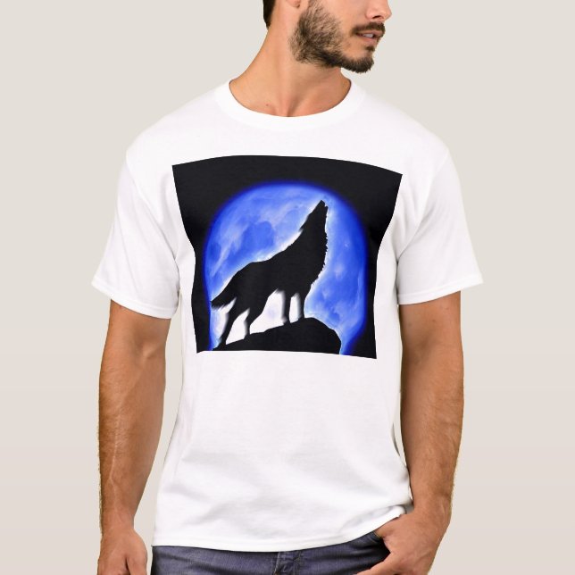 Wolf Howling at Moon T-Shirt (Front)