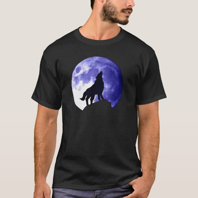 Wolf Howling at Moon T-Shirt (Front)
