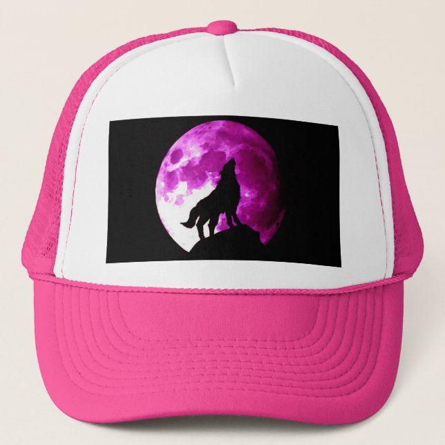 Wolf Howling at Moon Trucker Hat (Front)