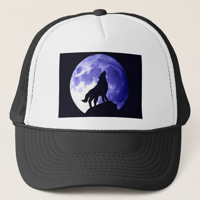 Wolf Howling at Moon Trucker Hat (Front)