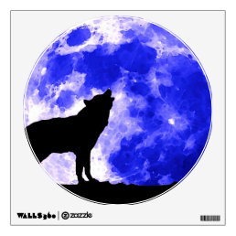 Wolf Howling at Moon Wall Sticker