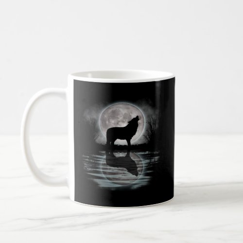 Wolf Howling At Moon Wilderness Spirit Animal Coffee Mug
